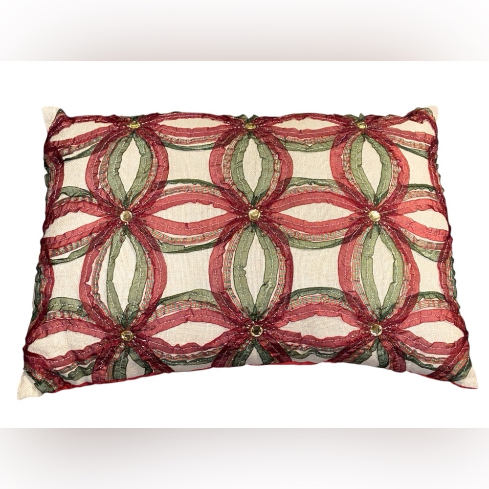 Pier 1 Red and Green Holiday Pillow
